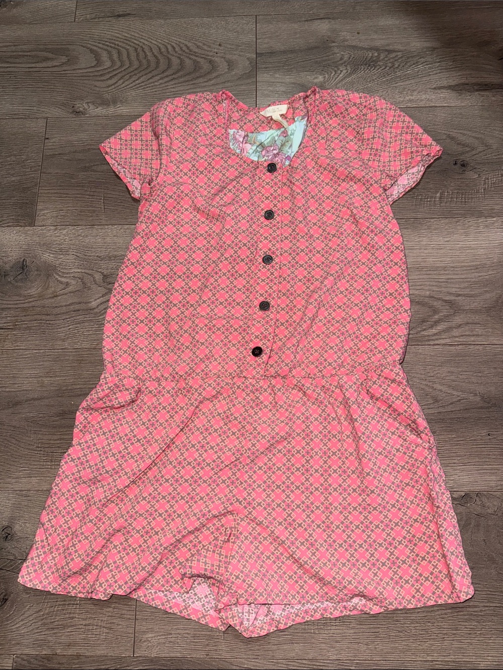 Matilda Jane Pink Geometric-Print Button Top with Floral Lining